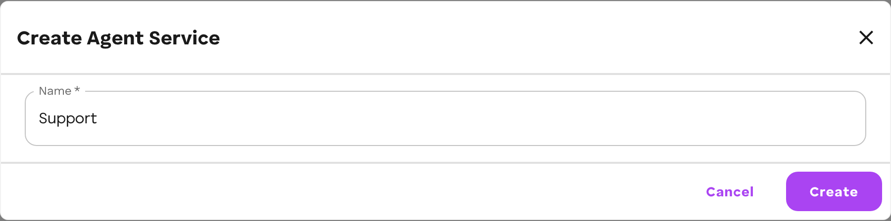 The Create Agent Service dialog